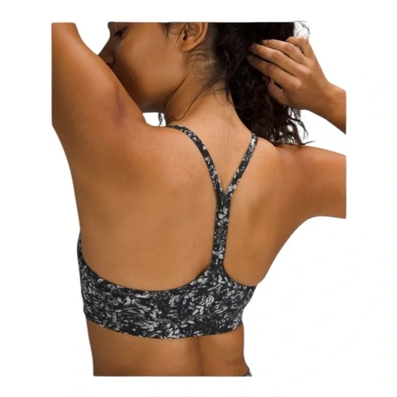Lululemon Flow Y Bra Nulu Lt Sup A–C Cups, Blossom Overlay Starlight Multi, Sz 4 - Picture 3 of 7